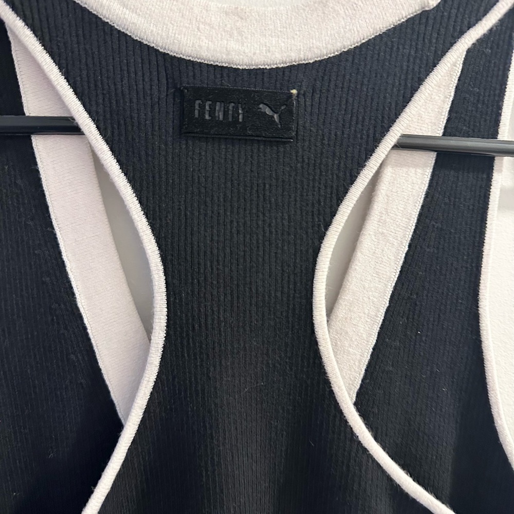 Fenty by Puma Lacing Ribbed Midi Dress in Black & White - 076 - Picture 7 of 8
